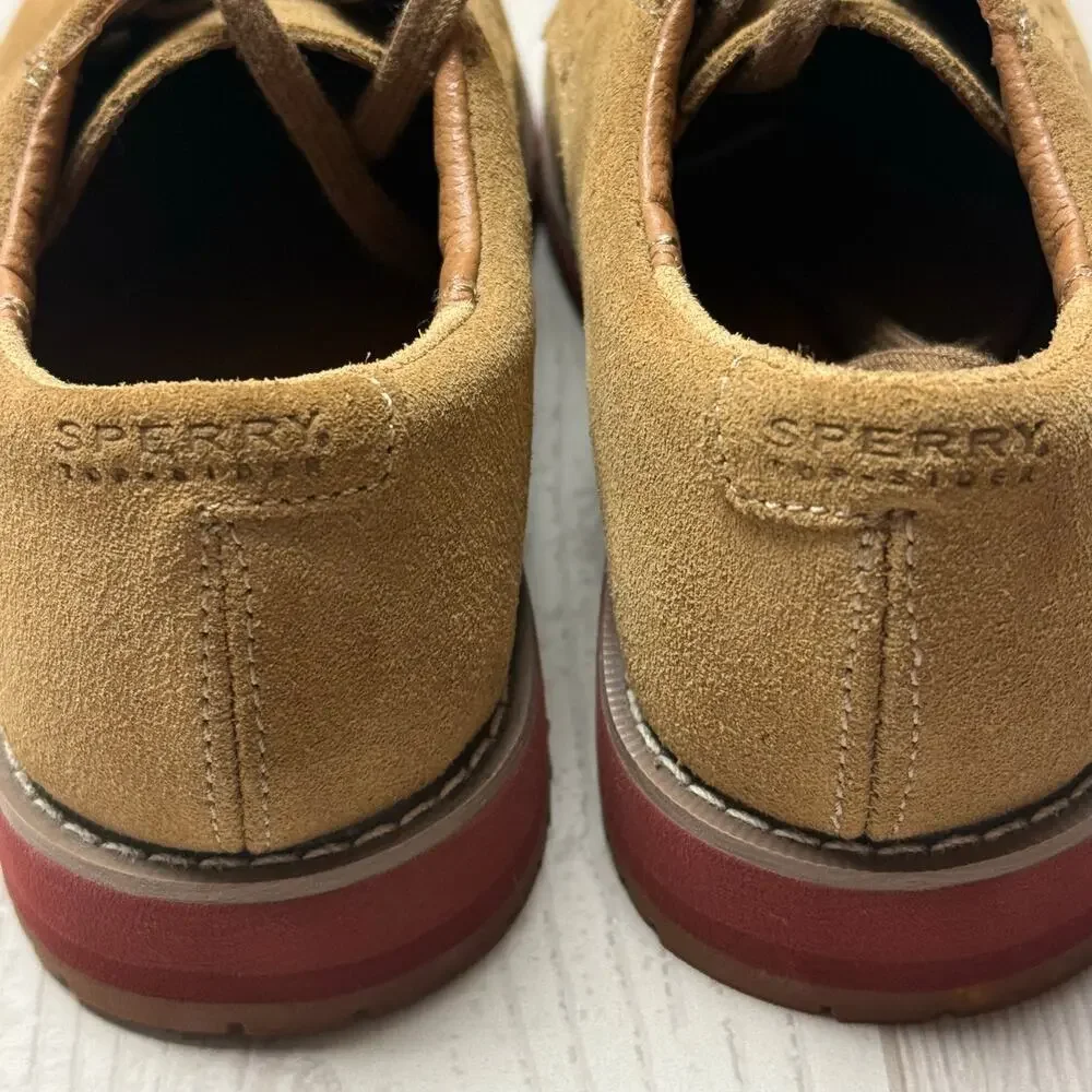 Sperry Top-Sider Tevin Boys Suede Oxford Shoes Brown Red Sole Size 13M